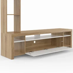 IDMarket Ensemble meuble télé 170 cm avec étagères bois et placard blanc* Meubles Tv