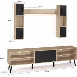 IDMarket Ensemble meuble télé avec étagères murales et placards* Meubles Bas|Meubles En Bois