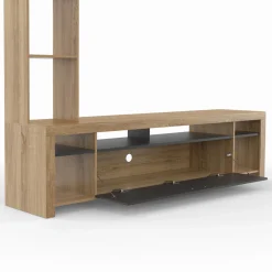 IDMarket Ensemble meuble télé de 170 cm avec des étagères en bois et un placard noir* Meubles Tv