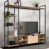 IDMarket Ensemble meuble TV industriel avec étagères* Meubles En Bois|Collection Industrielle