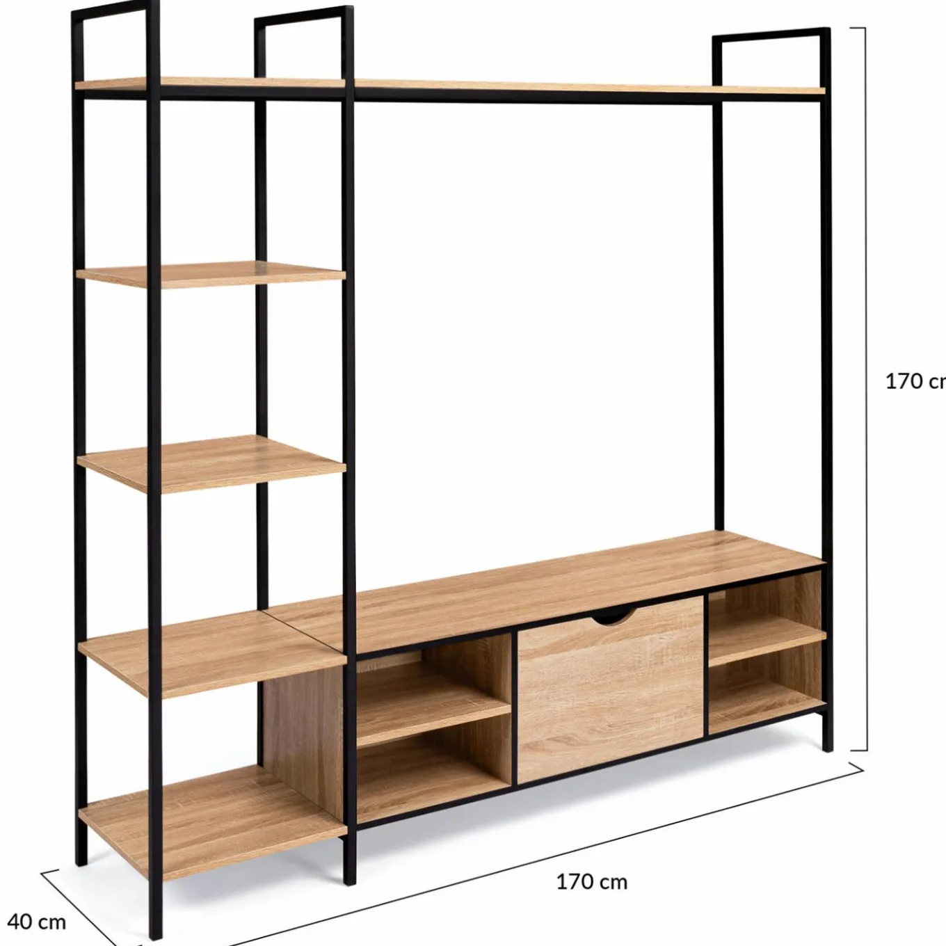 IDMarket Ensemble meuble TV industriel avec étagères* Meubles En Bois|Collection Industrielle