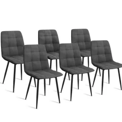 IDMarket Ensemble table à manger rectangle 160 cm bois et noir et 6 chaises en velours gris foncé* Meubles En Bois|Collection Vintage