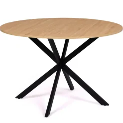 IDMarket Ensemble table à manger ronde 110 cm bois et noir et 4 chaises noires* Collection Scandinave|Chaises