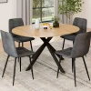 IDMarket Ensemble table à manger ronde extensible 110 - 150 cm et 4 chaises en velours gris foncé* Chaises|Tables