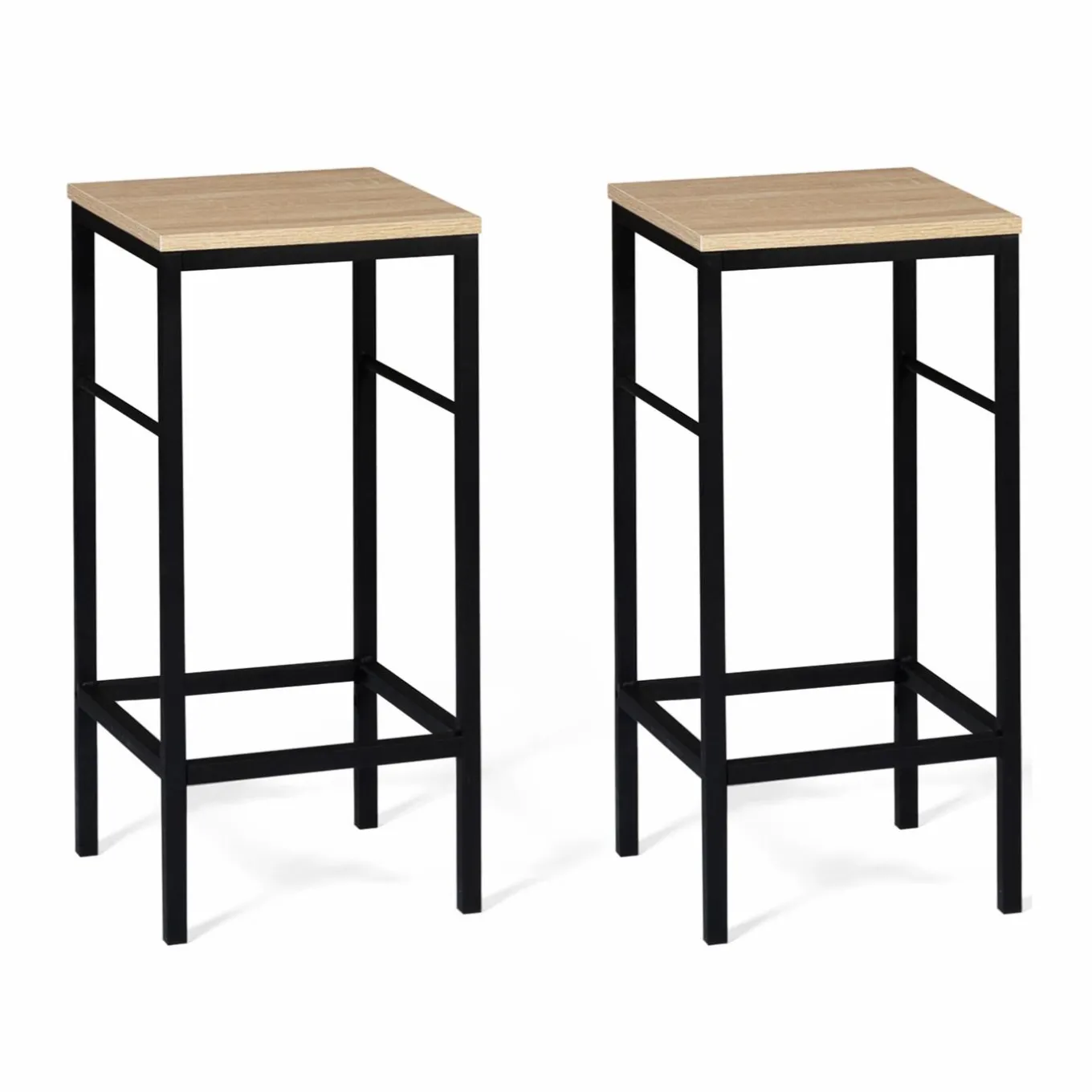 IDMarket Ensemble table de bar + 2 tabourets de bar bois noir et imitation hêtre* Meubles Hauts|Collection Design