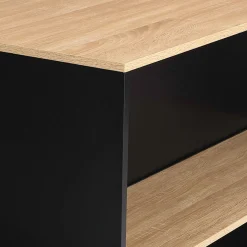 IDMarket Ensemble table de bar + 2 tabourets de bar bois noir et imitation hêtre* Meubles Hauts|Collection Design