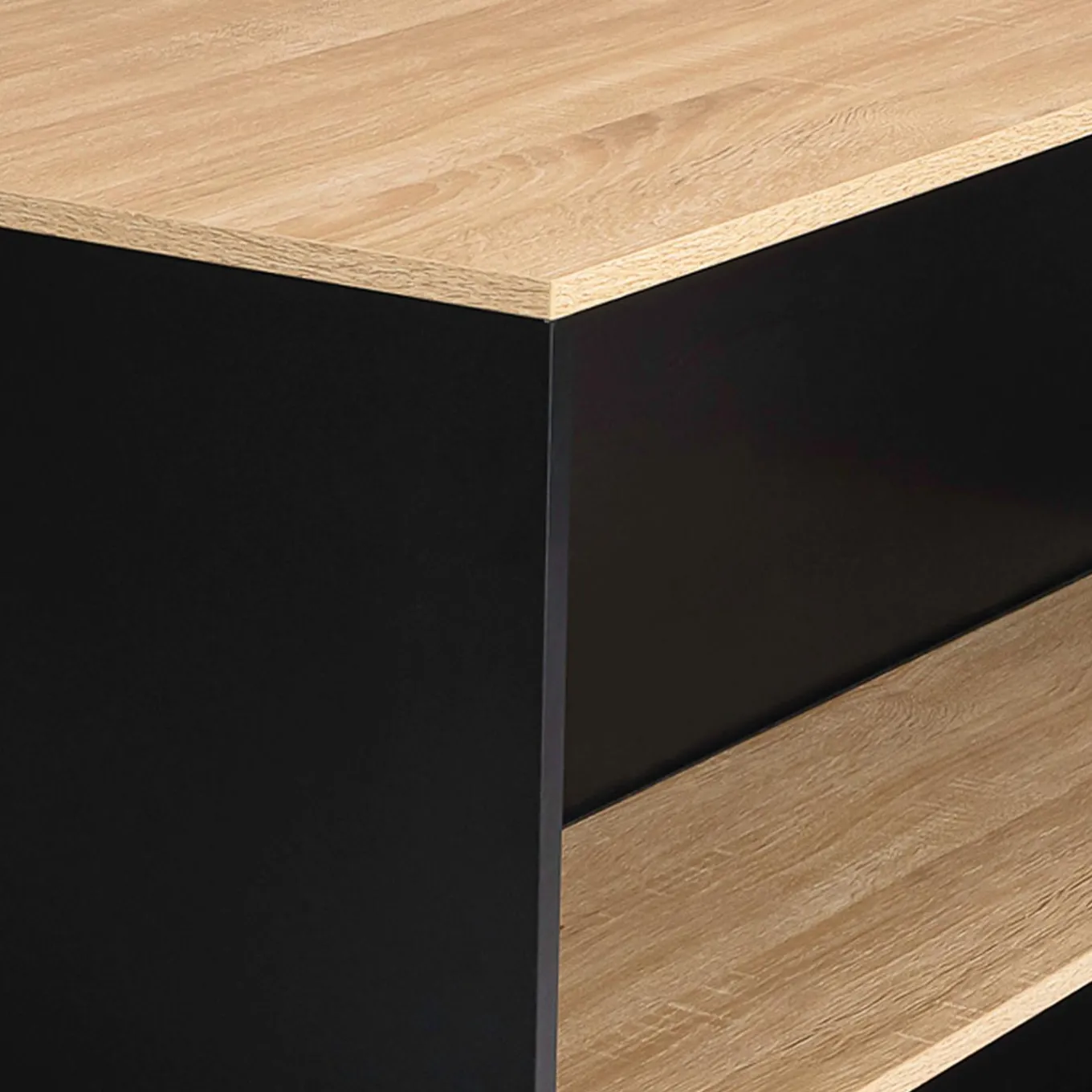 IDMarket Ensemble table de bar + 2 tabourets de bar bois noir et imitation hêtre* Meubles Hauts|Collection Design