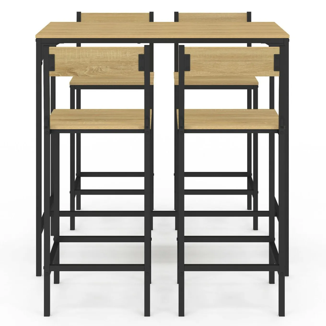 IDMarket Ensemble table de bar et 4 chaises de bar industrielles* Collection Industrielle|Mange Debout