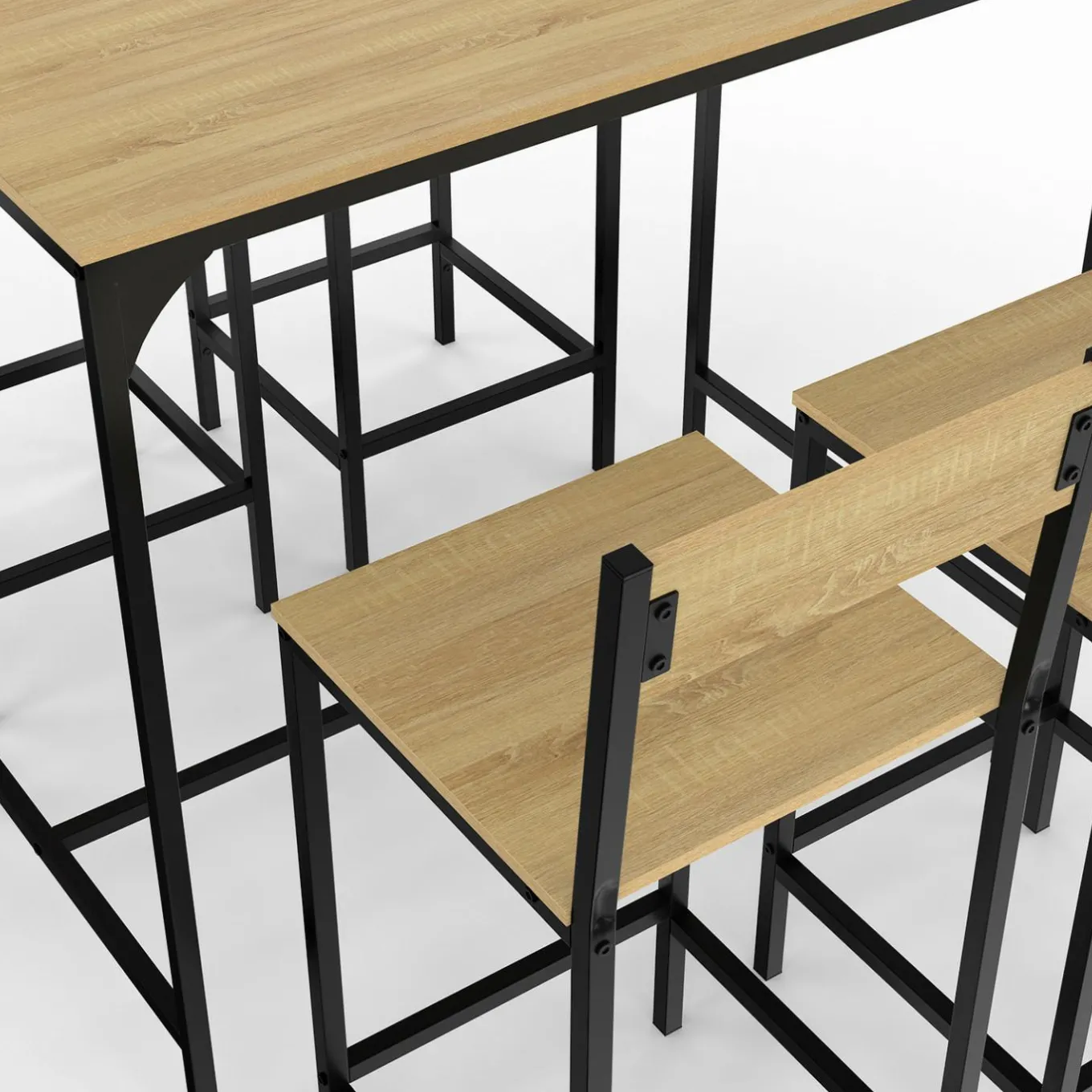 IDMarket Ensemble table de bar et 4 chaises de bar industrielles* Collection Industrielle|Mange Debout