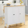 IDMarket Ensemble table de bar ilot et 2 tabourets bois blanc plateau façon hêtre* Meubles Hauts|Tables Hautes