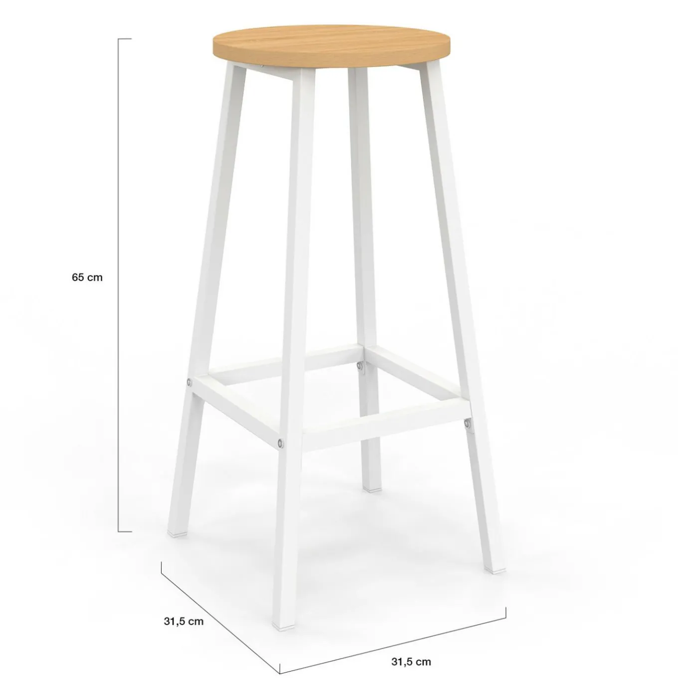 IDMarket Ensemble table de bar ilot et 2 tabourets bois blanc plateau façon hêtre* Meubles Hauts|Tables Hautes