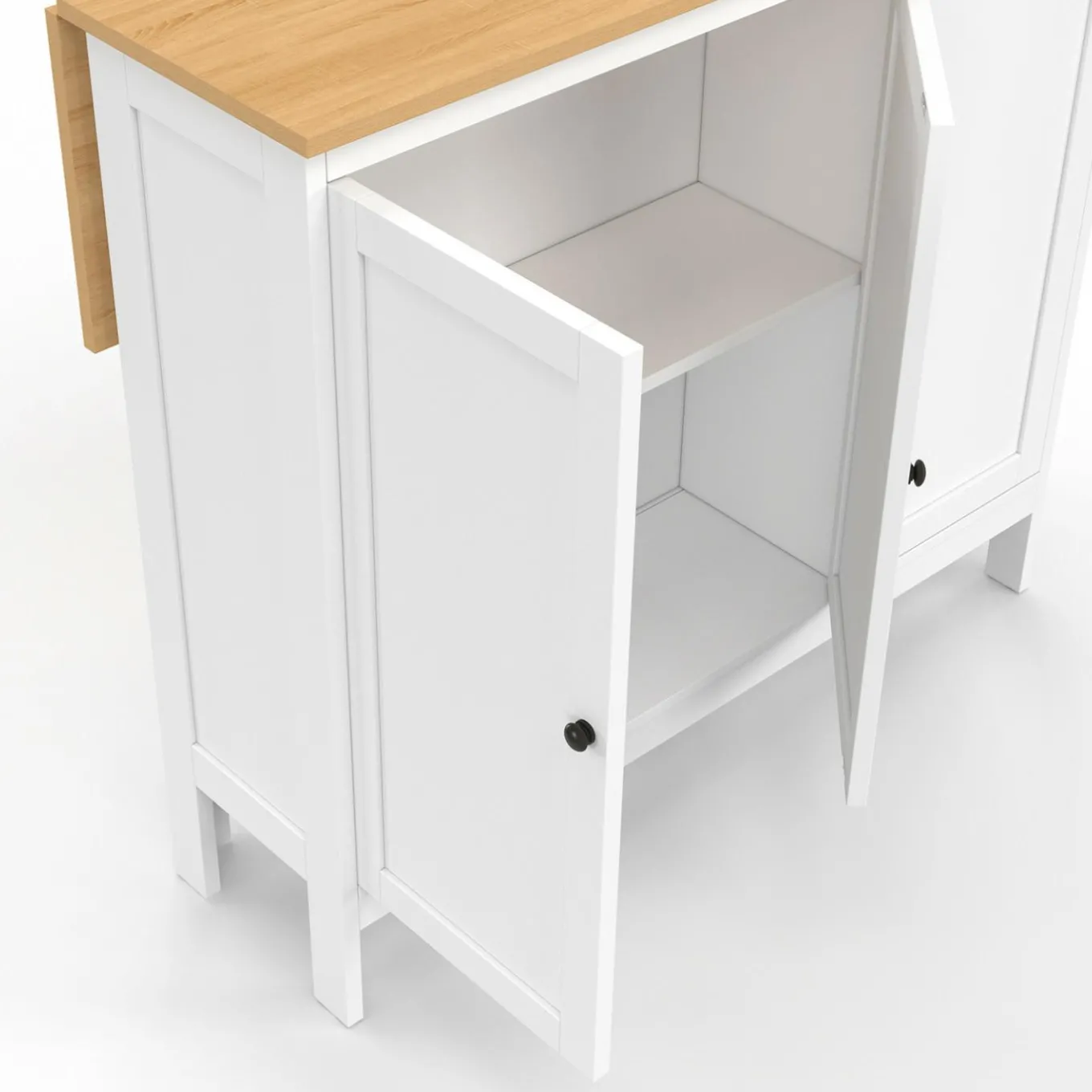 IDMarket Ensemble table de bar ilot et 2 tabourets bois blanc plateau façon hêtre* Meubles Hauts|Tables Hautes