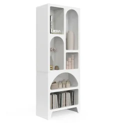 IDMarket Etagère bibliothèque 6 compartiments style organique bois blanc* Etagères|Bibliothèques