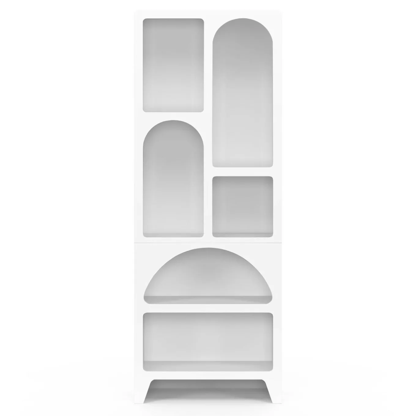 IDMarket Etagère bibliothèque 6 compartiments style organique bois blanc* Etagères|Bibliothèques