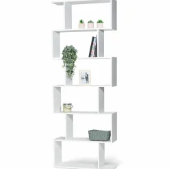 IDMarket Etagère blanche en S 6 niveaux* Meubles Hauts|Meubles Blancs