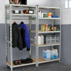 IDMarket Etagère charge lourde 8 plateaux avec vestiaire* Etagères Charges Lourdes|Meubles Bricolage Et Rayonnage