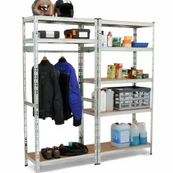 IDMarket Etagère charge lourde 8 plateaux avec vestiaire* Etagères Charges Lourdes|Meubles Bricolage Et Rayonnage