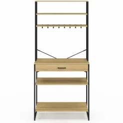 IDMarket Etagère de cuisine industrielle avec tiroir et crochets 80 cm* Meubles Hauts|Meubles Tiroirs