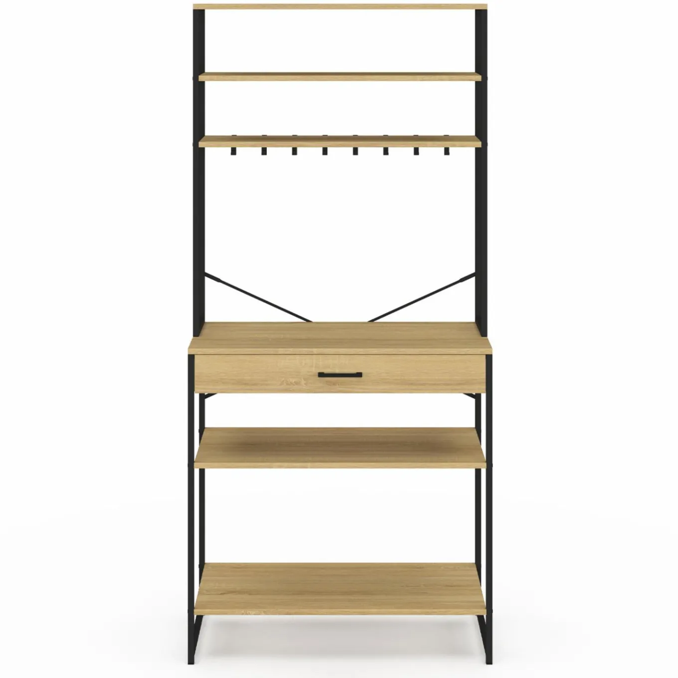 IDMarket Etagère de cuisine industrielle avec tiroir et crochets 80 cm* Meubles Hauts|Meubles Tiroirs