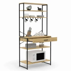 IDMarket Etagère de cuisine industrielle avec tiroir et crochets 80 cm* Meubles Hauts|Meubles Tiroirs