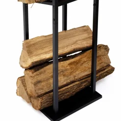IDMarket Etagère de rangement pour bois de chauffage en acier noir* Accessoires Cheminée|Stockage Du Bois