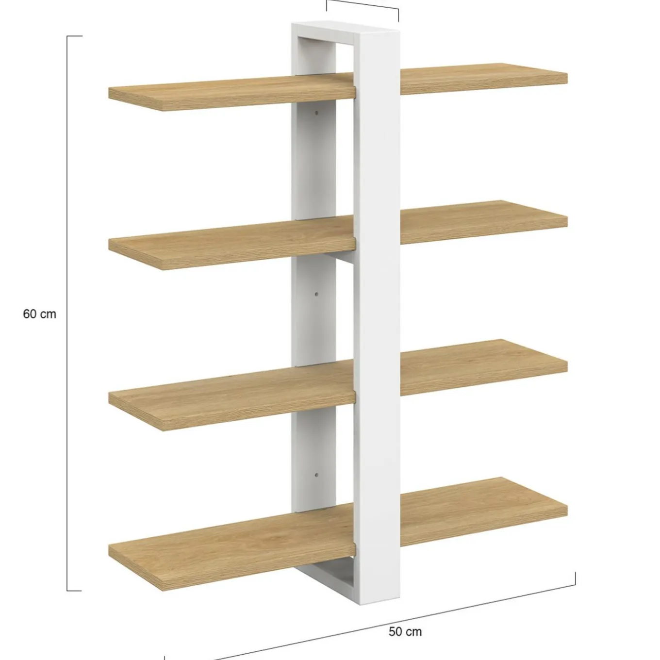 IDMarket Etagère murale avec étagères coulissantes ORA 4 niveaux façon hêtre et blanc* Etagères|Petits Meubles