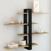 IDMarket Etagère murale avec étagères coulissantes ORA 4 niveaux façon hêtre et noir* Etagères|Petits Meubles