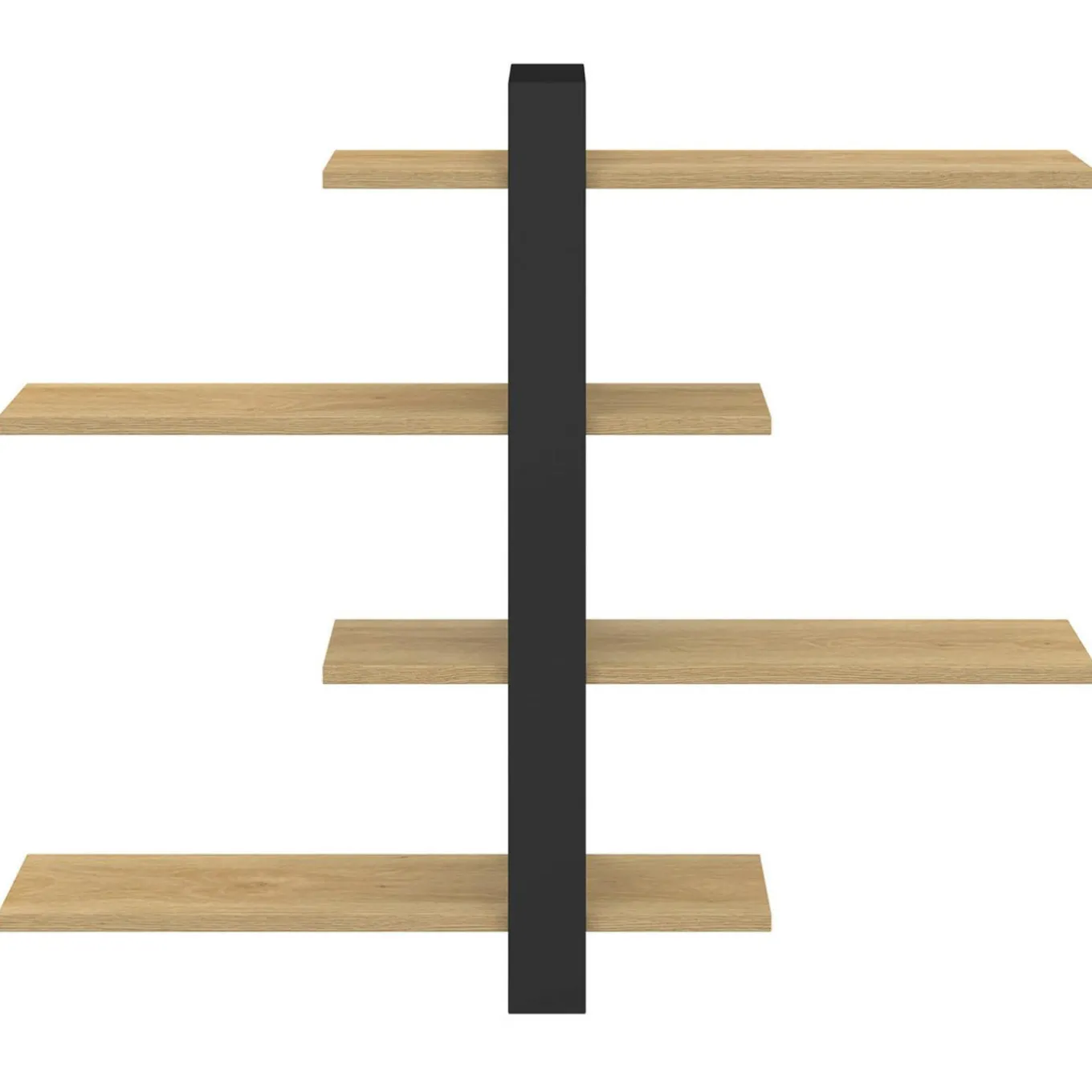 IDMarket Etagère murale avec étagères coulissantes ORA 4 niveaux façon hêtre et noir* Etagères|Petits Meubles