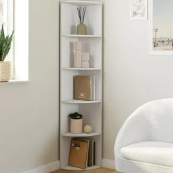 IDMarket Etagère murale d'angle 5 niveaux blanche à poser ou à fixer* Etagères|Collection Moderne