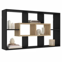 IDMarket Etagère murale noire et effet bois* Décoration Et Accessoires|Etagères