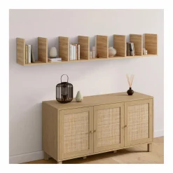 IDMarket Etagère murale suspendue façon hêtre 190 cm* Etagères|Petits Meubles