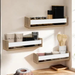 IDMarket Etagères à épices hêtre et blanc* Etagères