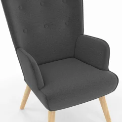 IDMarket Fauteuil avec repose-pieds gris anthracite style scandinave* Collection Scandinave|Salon Complet