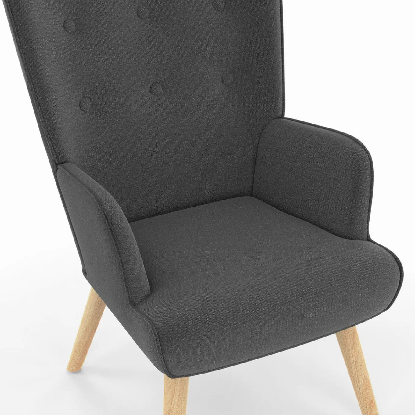 IDMarket Fauteuil avec repose-pieds gris anthracite style scandinave* Collection Scandinave|Salon Complet