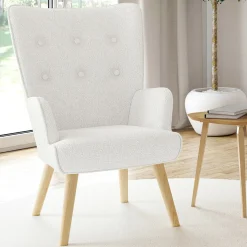 IDMarket Fauteuil bouclette blanche style scandinave* Collection Agencement Magasin|Collection Scandinave