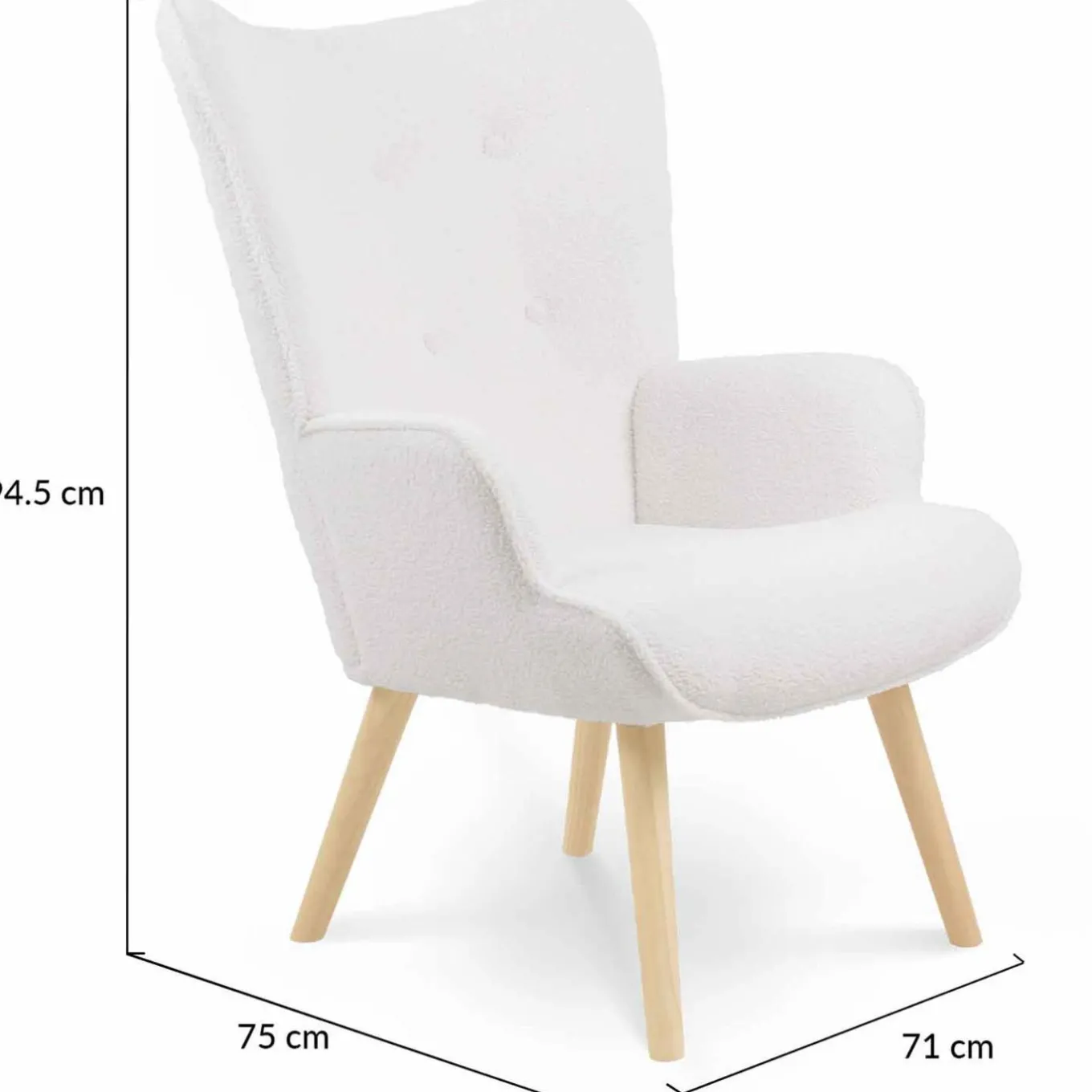 IDMarket Fauteuil bouclette blanche style scandinave* Collection Agencement Magasin|Collection Scandinave