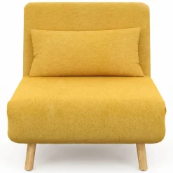 IDMarket Fauteuil convertible en lit 80x190cm tissu jaune* Collection Scandinave|Fauteuils