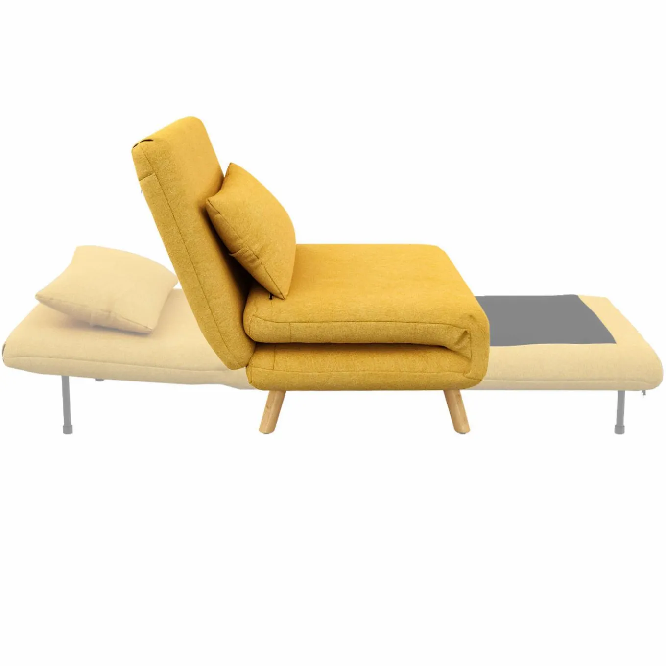 IDMarket Fauteuil convertible en lit 80x190cm tissu jaune* Collection Scandinave|Fauteuils