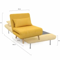 IDMarket Fauteuil convertible en lit 80x190cm tissu jaune* Collection Scandinave|Fauteuils
