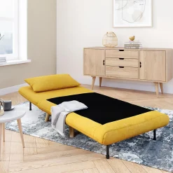 IDMarket Fauteuil convertible en lit 80x190cm tissu jaune* Collection Scandinave|Fauteuils