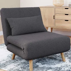 IDMarket Fauteuil convertible en lit 1 place gris anthracite* Collection Scandinave|Fauteuils