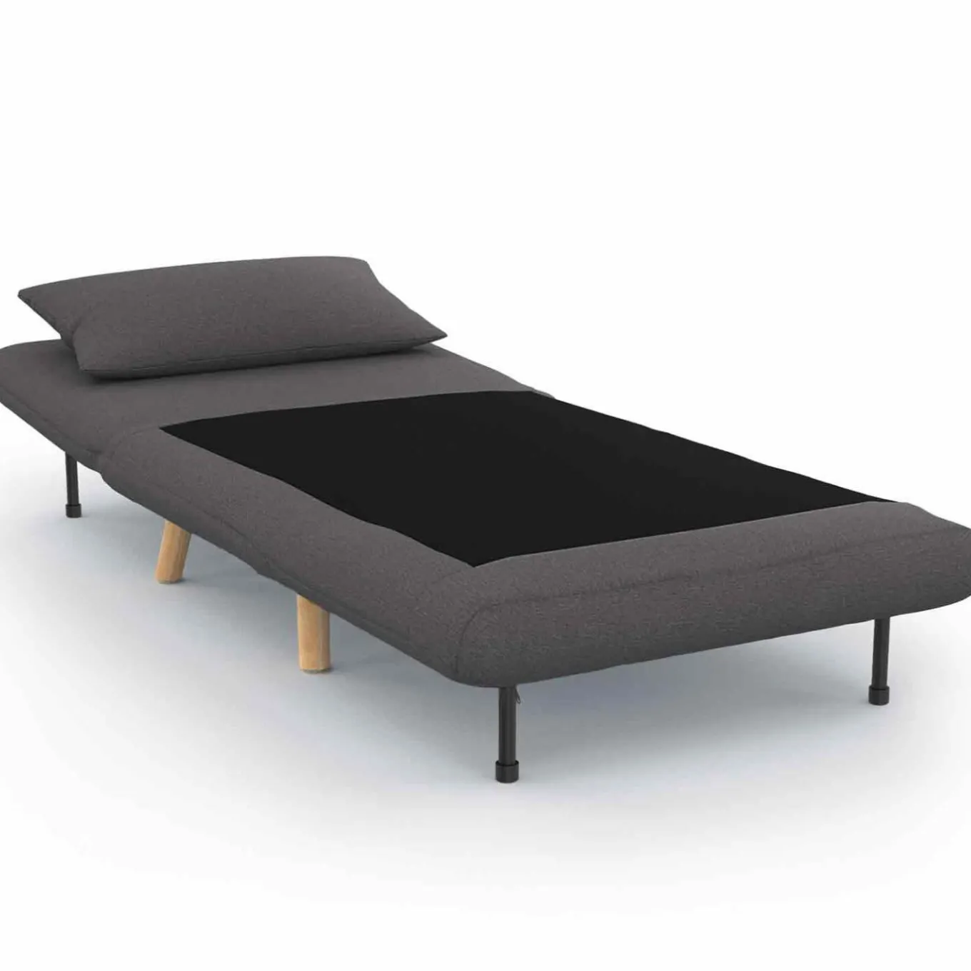 IDMarket Fauteuil convertible en lit 1 place gris anthracite* Collection Scandinave|Fauteuils