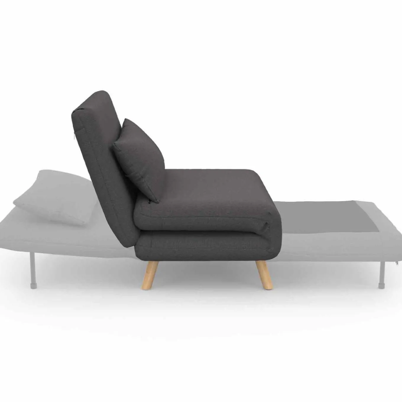 IDMarket Fauteuil convertible en lit 1 place gris anthracite* Collection Scandinave|Fauteuils