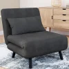 IDMarket Fauteuil convertible en lit 1 place velours gris anthracite* Fauteuils