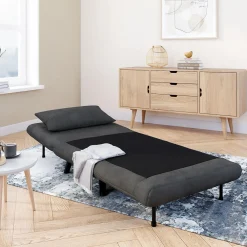 IDMarket Fauteuil convertible en lit 1 place velours gris anthracite* Fauteuils