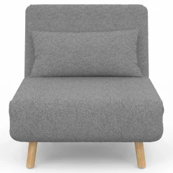IDMarket Fauteuil convertible en lit 1 place gris clair* Collection Scandinave|Fauteuils