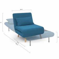 IDMarket Fauteuil convertible en lit 1 place bleu canard* Salon Complet|Fauteuils