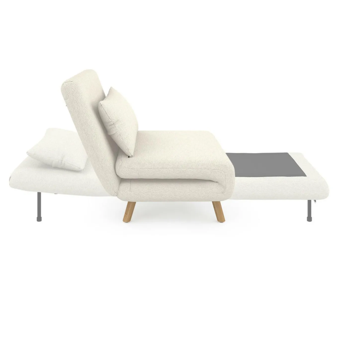 IDMarket Fauteuil convertible en lit d'appoint 1 place 80x190 cm bouclette blanc* Collection Scandinave|Fauteuils
