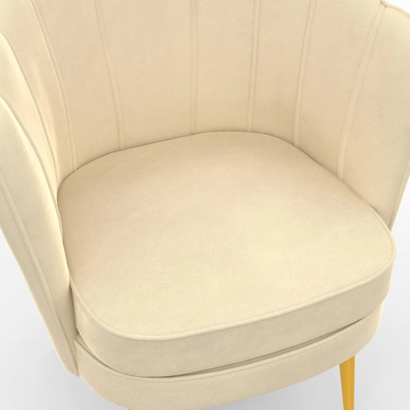 IDMarket Fauteuil coquillage beige en velours pieds dorés* Collection Agencement Magasin|Collection Vintage