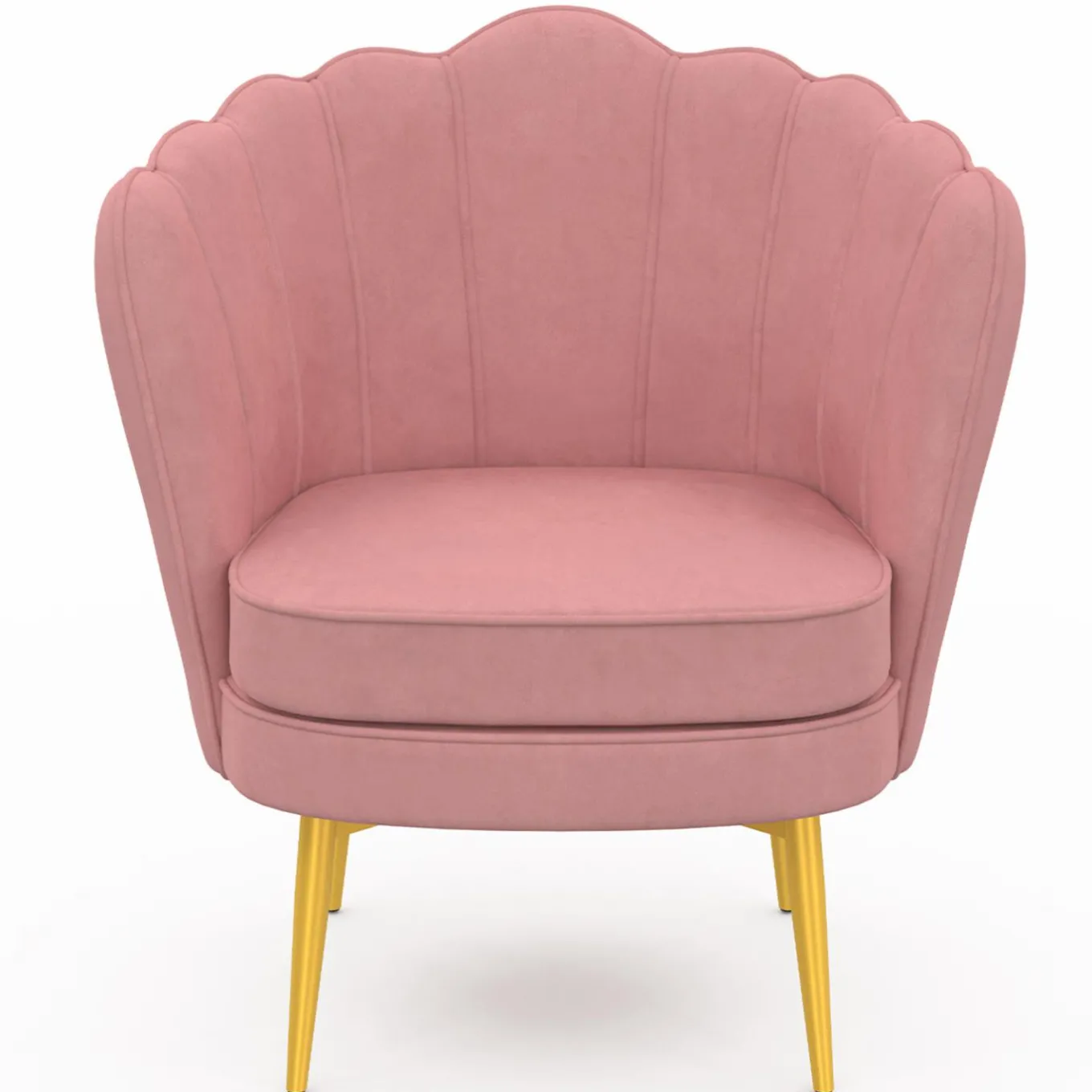 IDMarket Fauteuil coquillage rose en velours pieds dorés* Collection Agencement Magasin|Collection Vintage